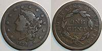 1839 SillyHead Large Cent